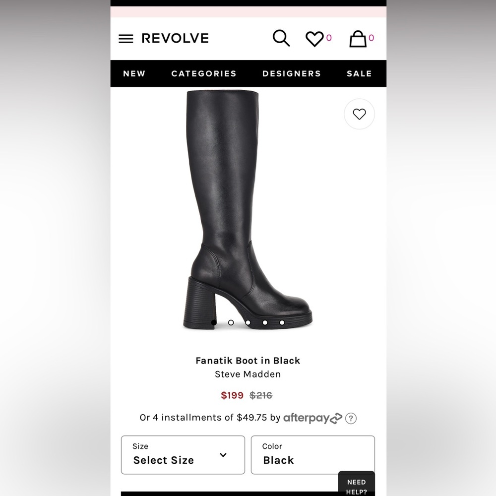 Steve Madden Fanatik Boots in Black Leather